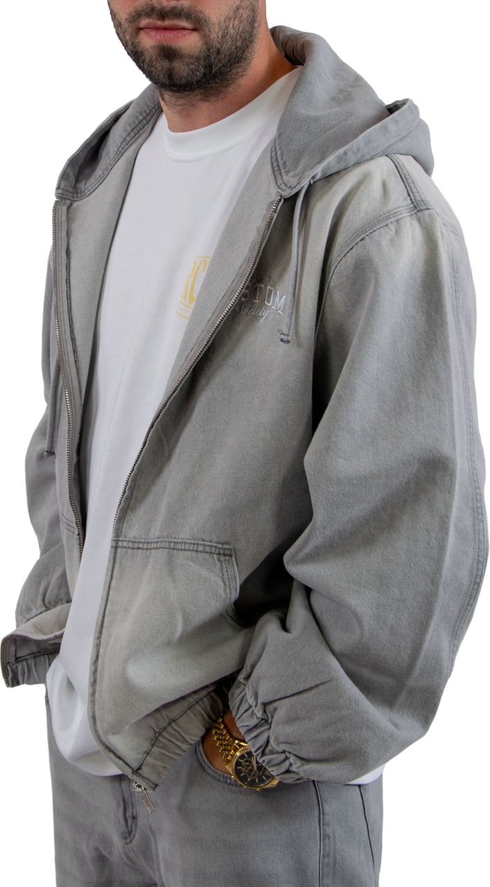 Jorcustom CustomSociety Denim Hooded Jacket Grijs