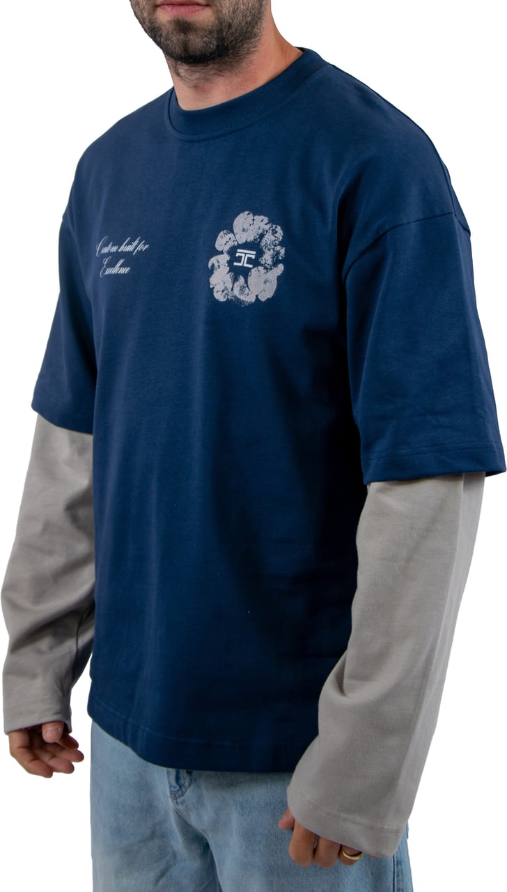 Jorcustom Customsociety Double Layered Longslee T-Shirt Blauw