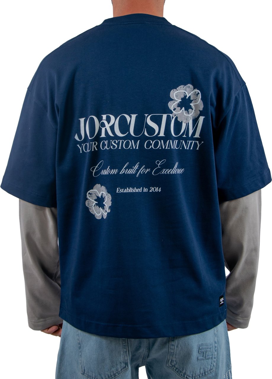 Jorcustom Customsociety Double Layered Longslee T-Shirt Blauw