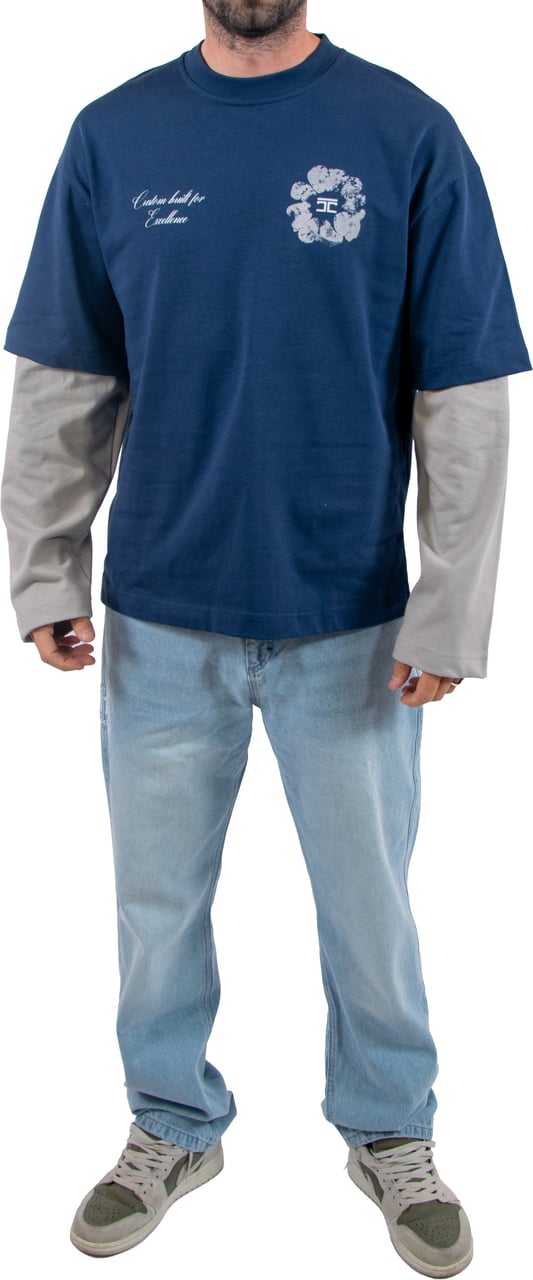 Jorcustom Customsociety Double Layered Longslee T-Shirt Blauw