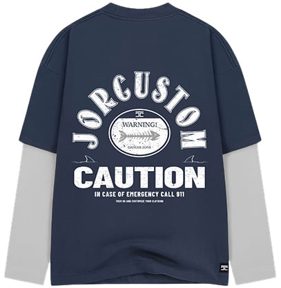 Jorcustom Customsociety Double Layered Longslee T-Shirt Blauw
