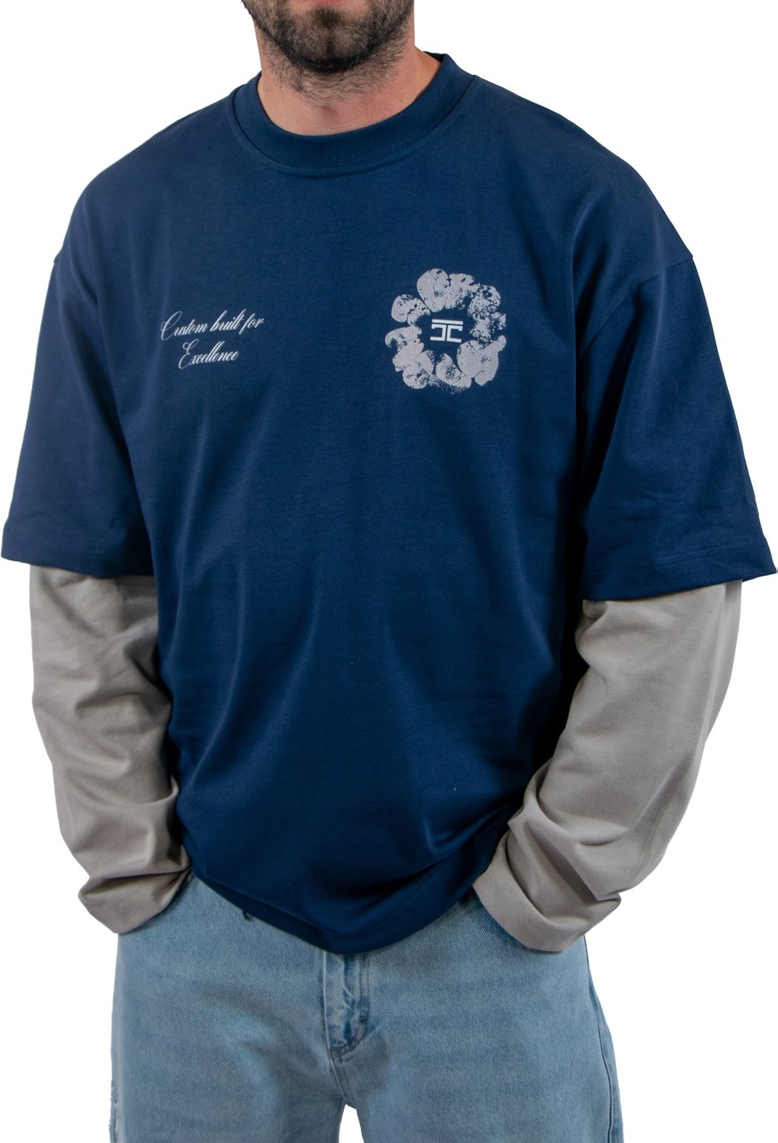 Jorcustom Customsociety Double Layered Longslee T-Shirt Blauw