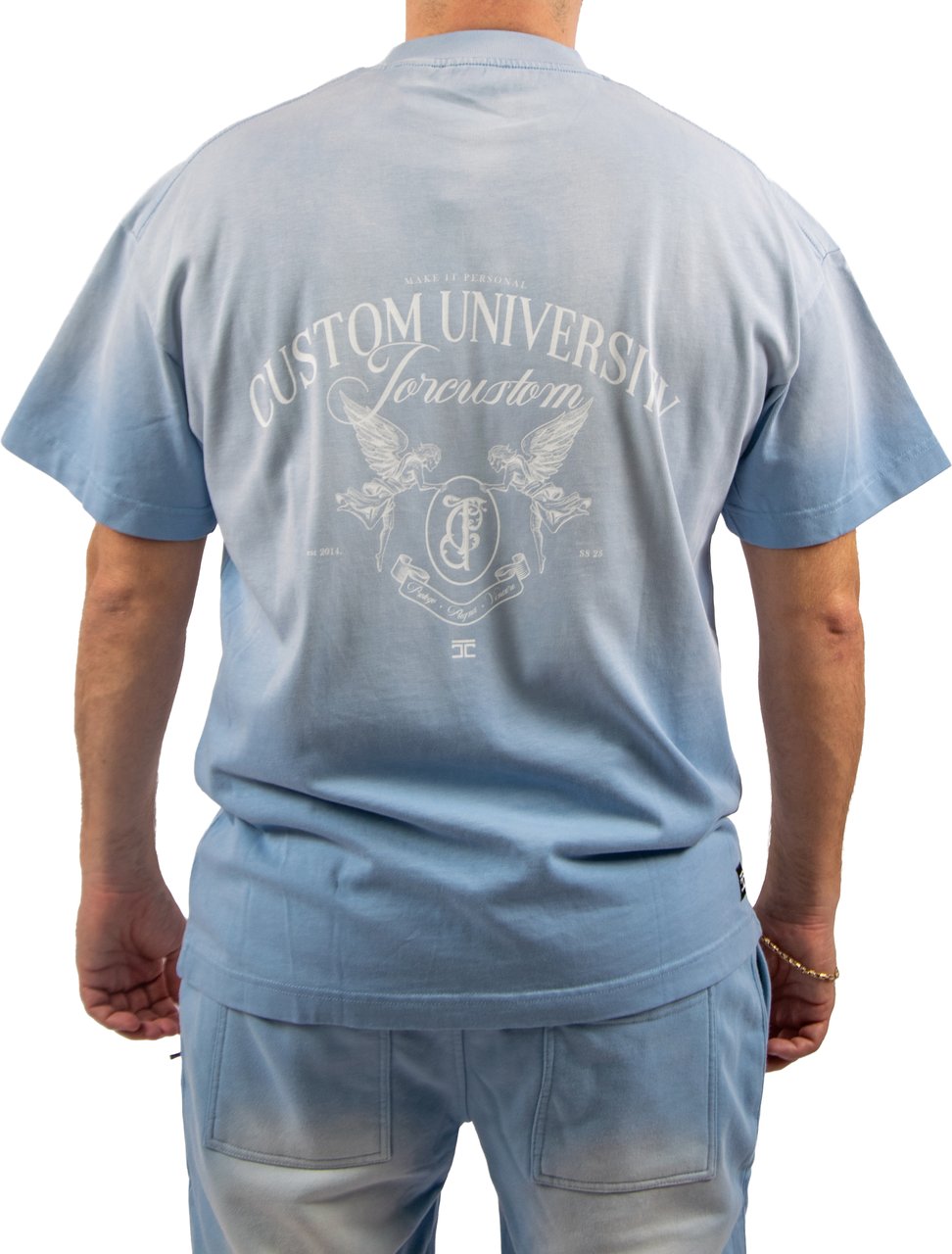 Jorcustom Custom University Fade Loose Fit T-Shirt Blauw