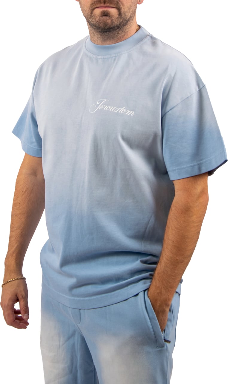 Jorcustom Custom University Fade Loose Fit T-Shirt Blauw