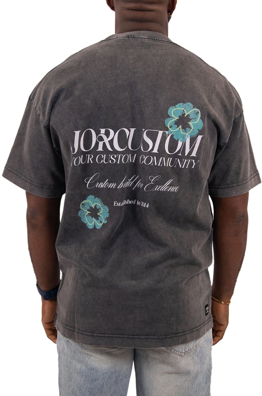 Jorcustom Flowers Loose Fit T-Shirt M-SS26-LFTSHIRT-FLOWERS AcidGrey Grijs