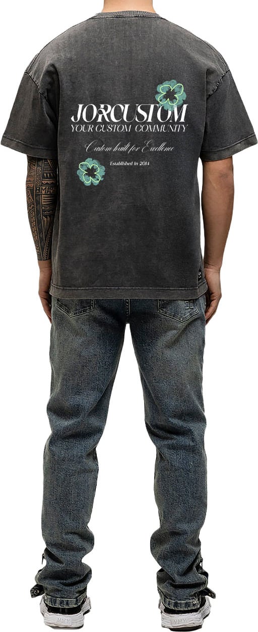 JORCUSTOM Flowers Loose Fit T-Shirt AcidGrey Grijs