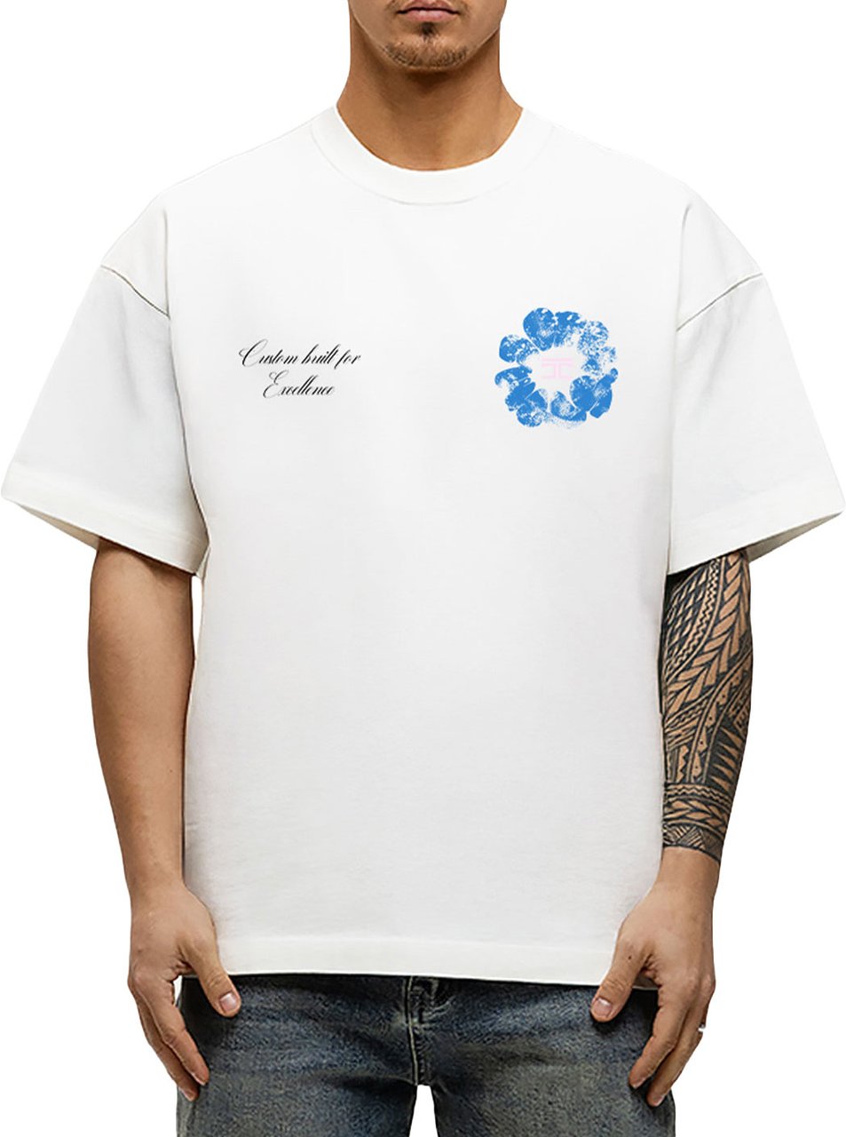 Jorcustom Flowers Loose Fit T-Shirt M-SS26-LFTSHIRT-FLOWERS White Wit