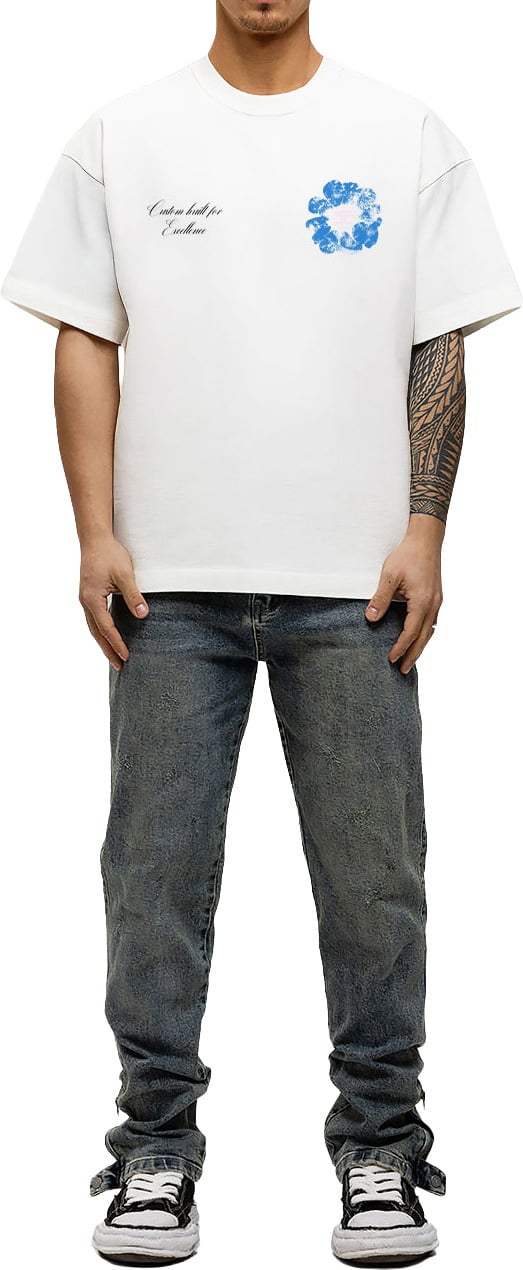 Jorcustom Flowers Loose Fit T-Shirt M-SS26-LFTSHIRT-FLOWERS White Wit