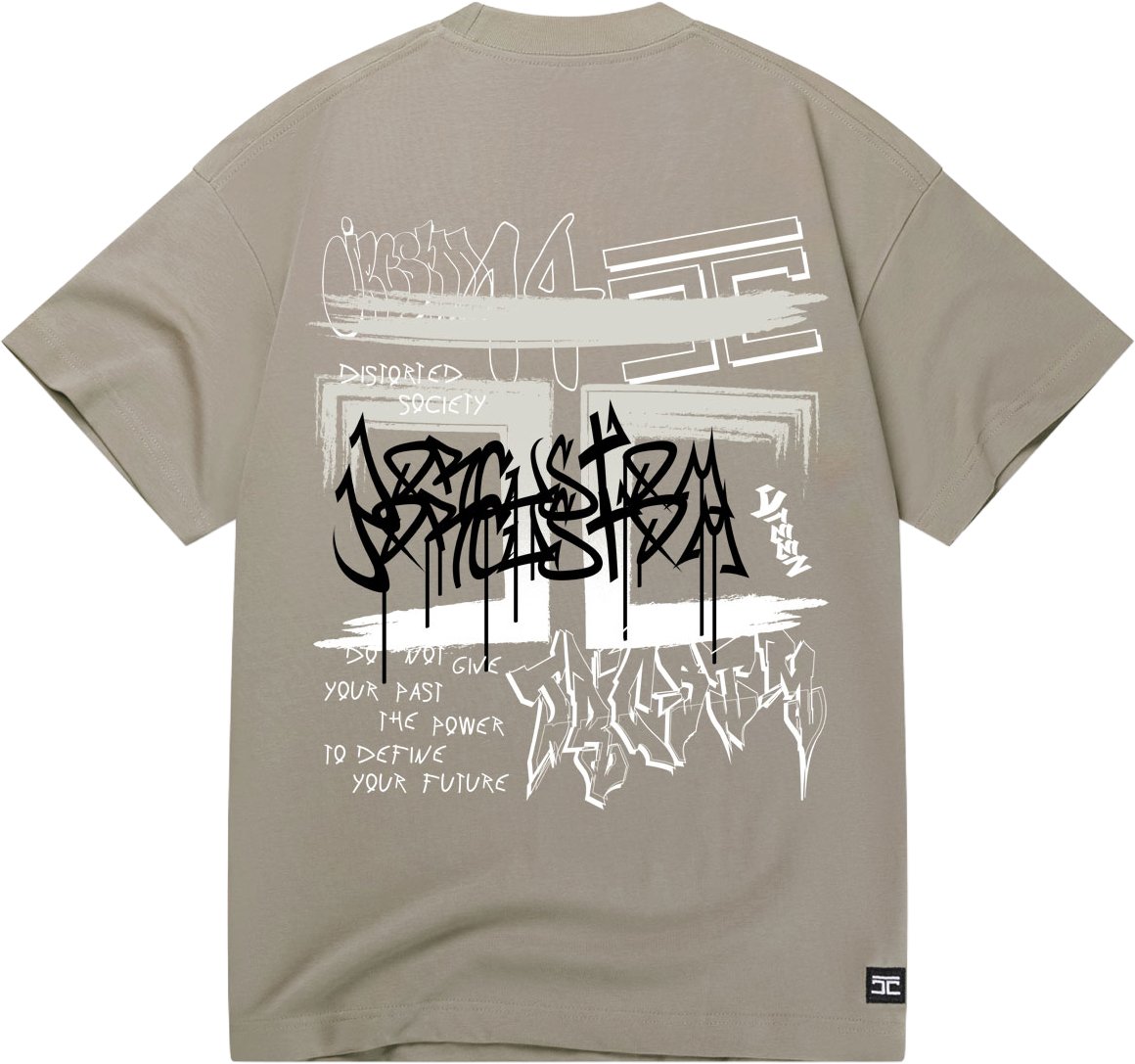 Jorcustom Graffiti Loose Fit T-Shirt Beige