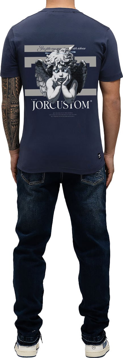 Jorcustom Angel2.0 Slim Fit T-Shirt M-SS26-SFTSHIRT-ANGEL2.0 MidnightBlue Blauw
