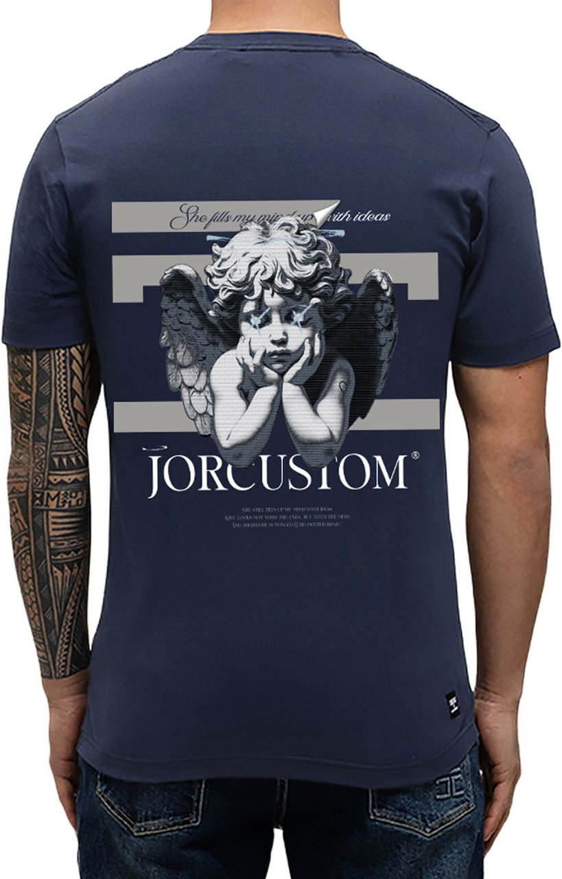 Jorcustom Angel2.0 Slim Fit T-Shirt M-SS26-SFTSHIRT-ANGEL2.0 MidnightBlue Blauw