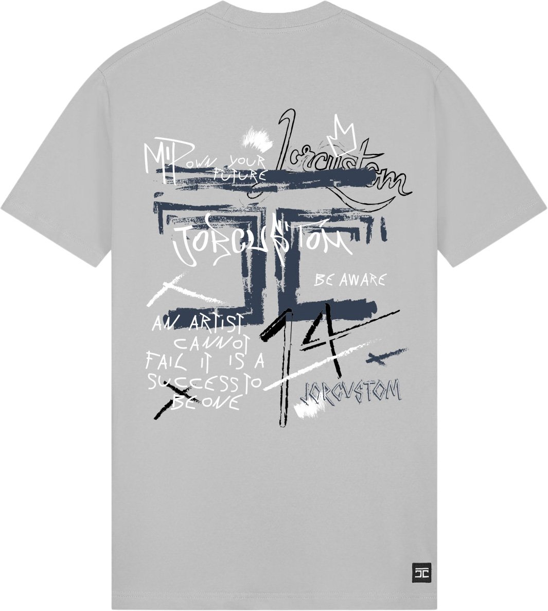 JORCUSTOM Artist slim fit tee light grey Grijs