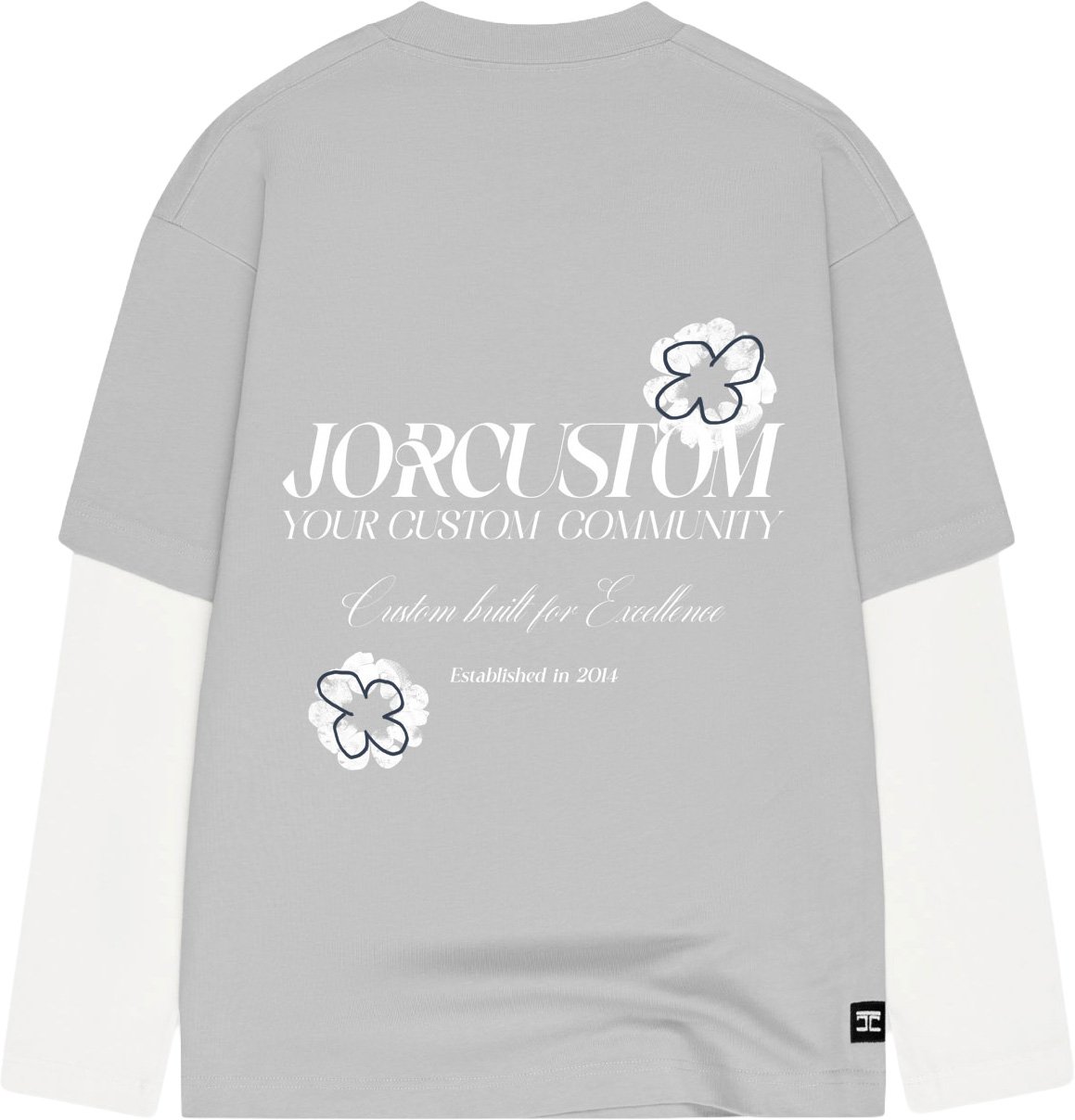 JORCUSTOM Flowers longsleeve light grey Grijs