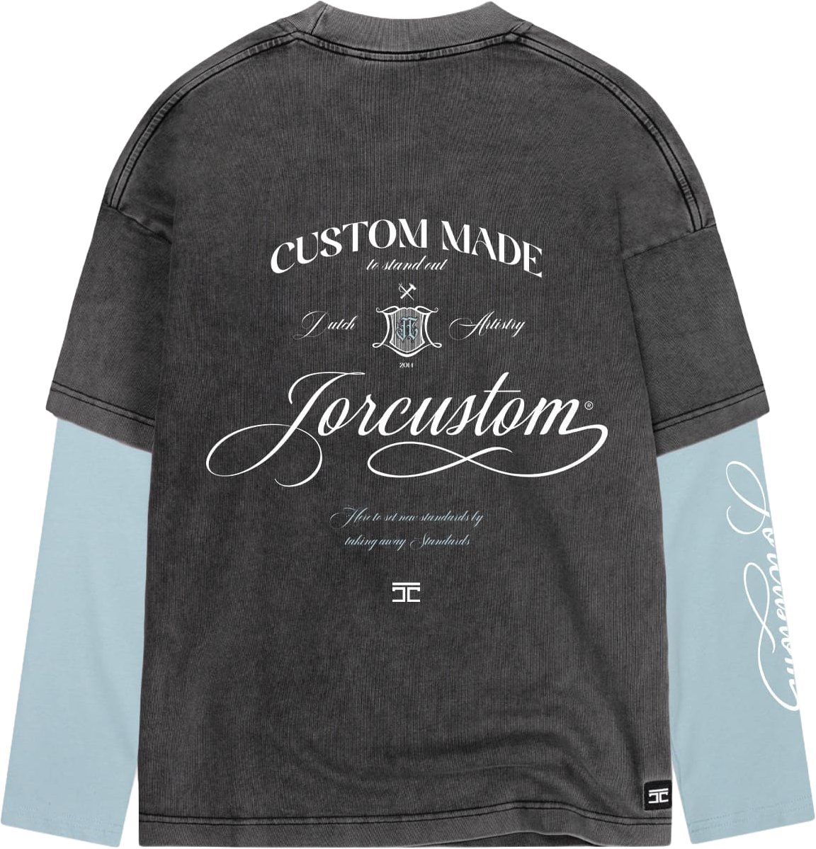 Jorcustom Longsleeve Jorcustom Handscript Double Layered Acid-Blue Blauw
