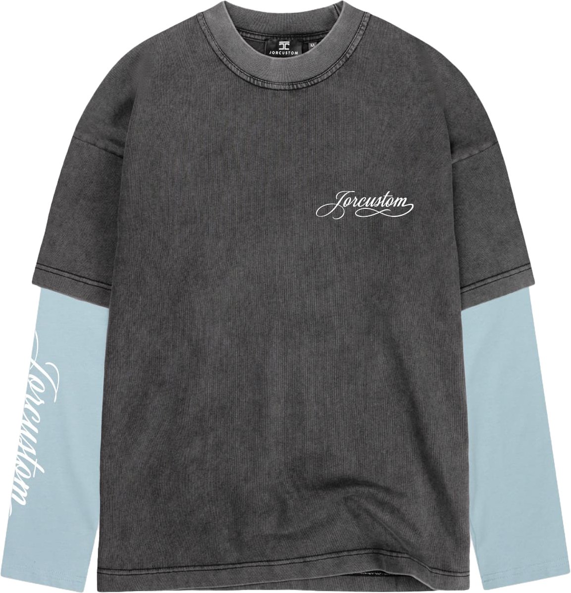 Jorcustom Longsleeve Jorcustom Handscript Double Layered Acid-Blue Blauw