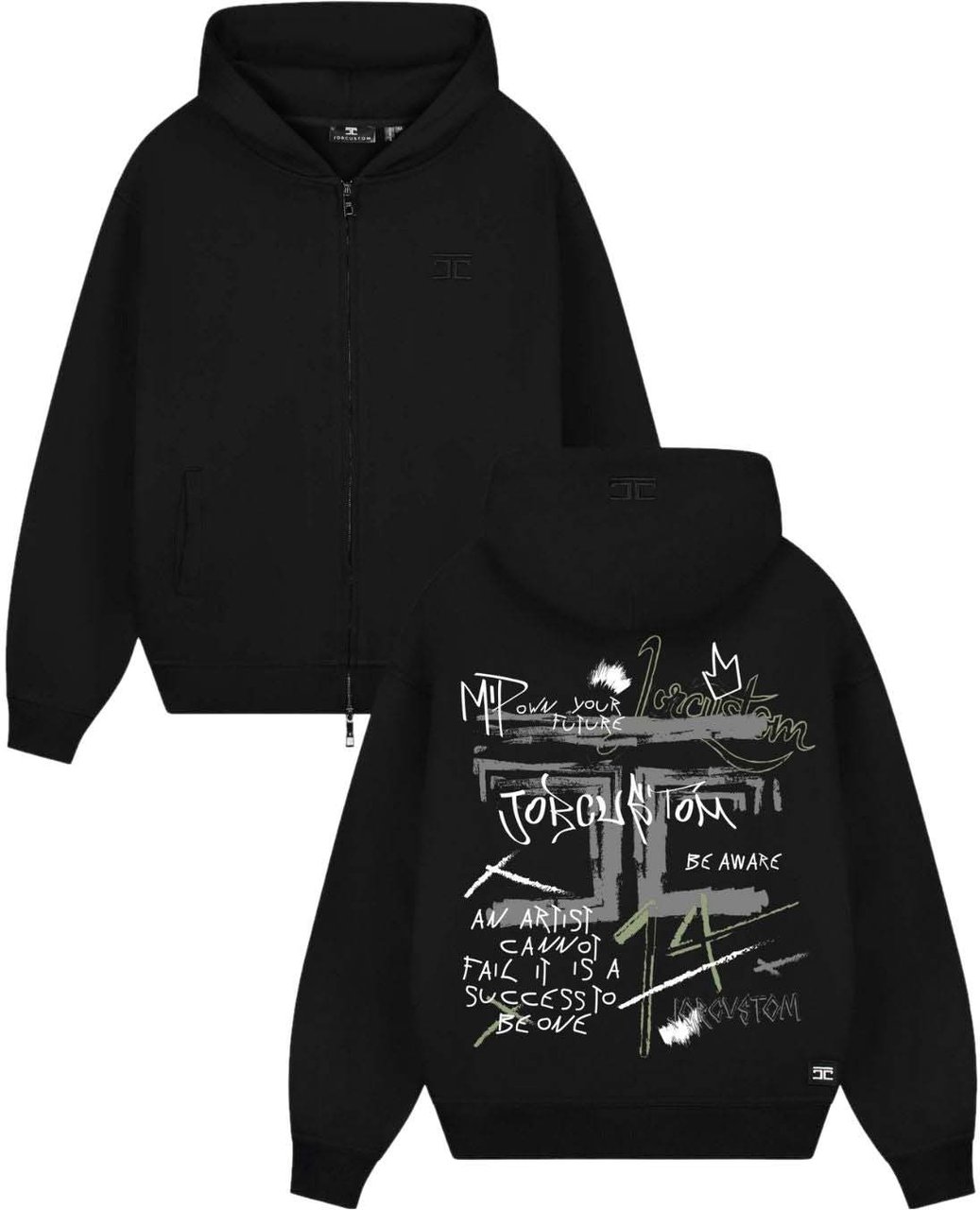 JORCUSTOM Artist Zipped Hoodie Zwart