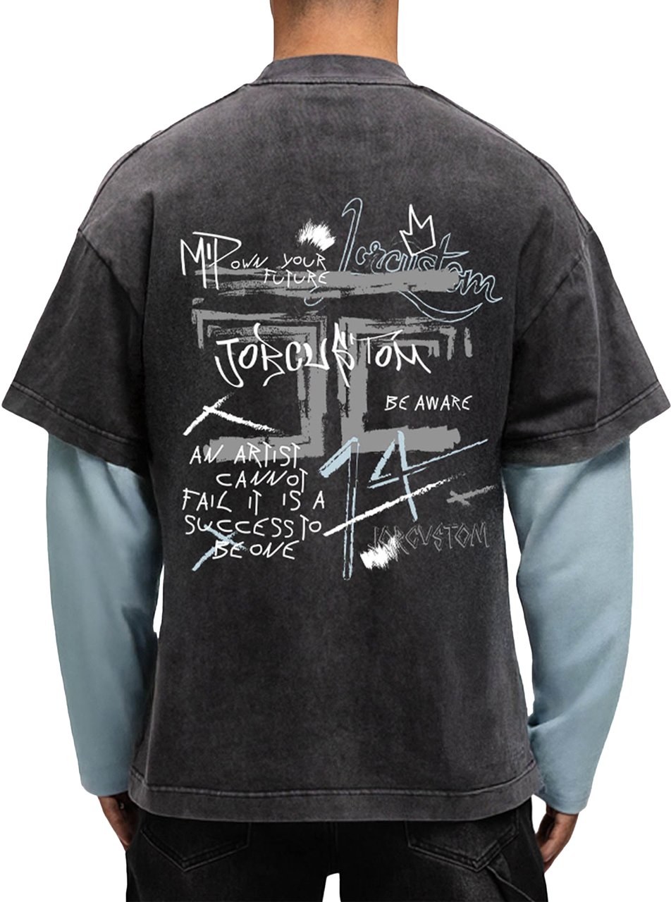 JORCUSTOM Artist Double Layered T-Shirt Blauw