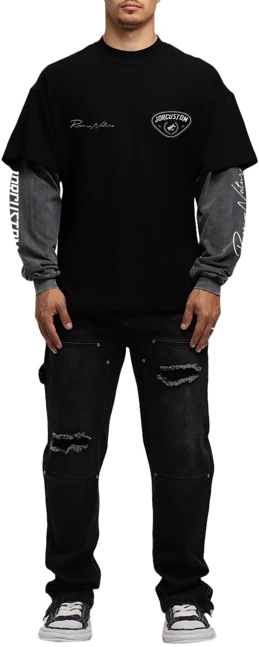 JORCUSTOM RaceAgainstNature Double Layered T-Shirt Zwart