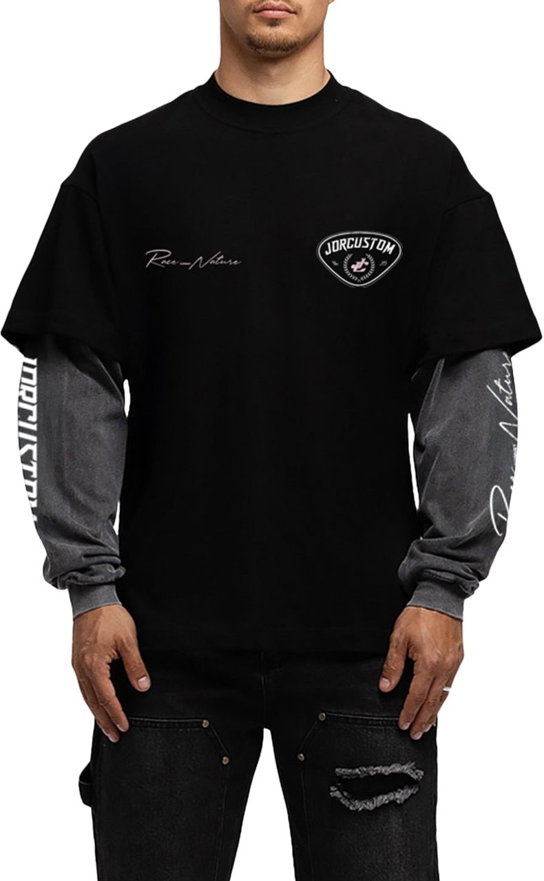 JORCUSTOM RaceAgainstNature Double Layered T-Shirt Zwart