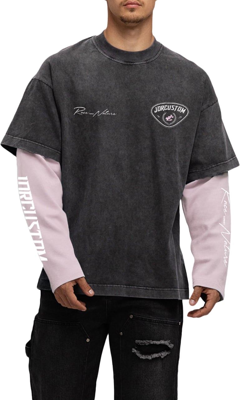 JORCUSTOM RaceAgainstNature Double Layered T-Shirt Roze