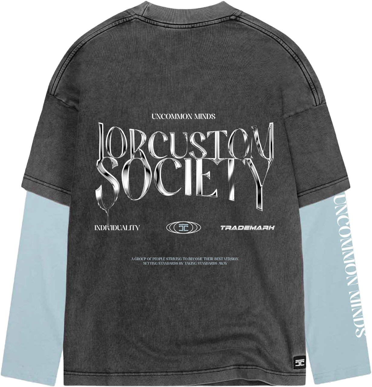 JORCUSTOM Uncommon Minds Double Layered T-Shirt Blauw