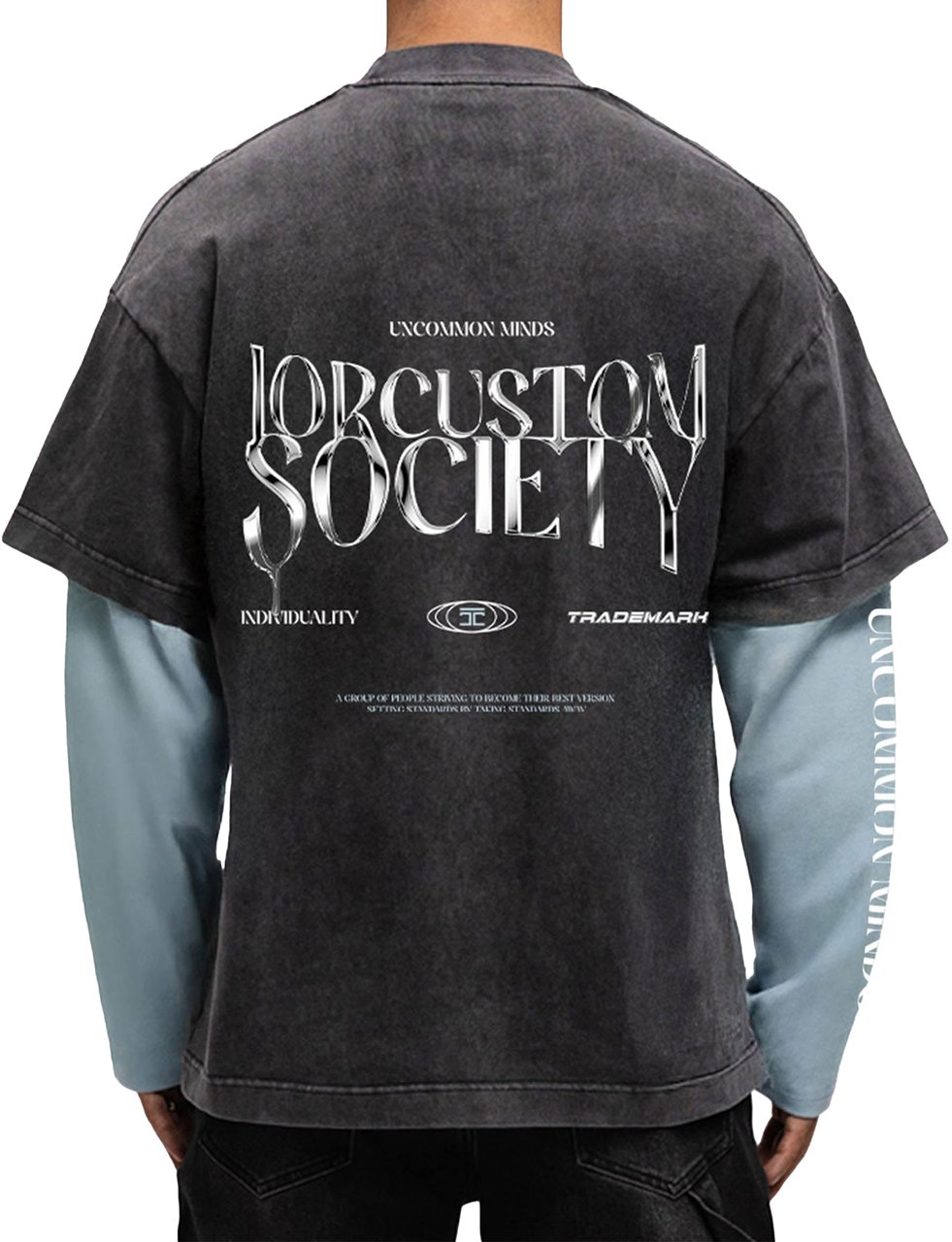 JORCUSTOM Uncommon Minds Double Layered T-Shirt Blauw