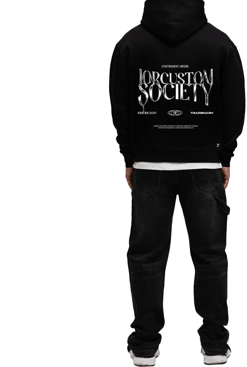 JORCUSTOM UncommonMinds Fleece Oversized Hoodie Zwart