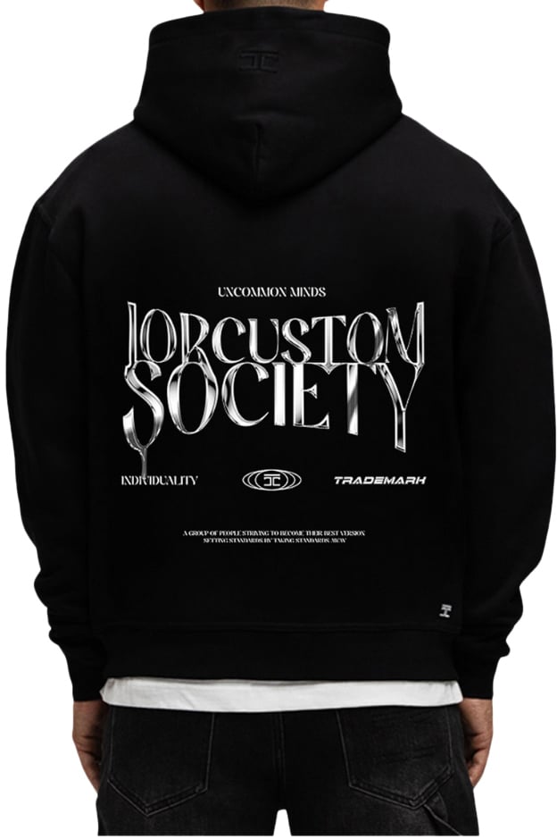 JORCUSTOM UncommonMinds Fleece Oversized Hoodie Zwart