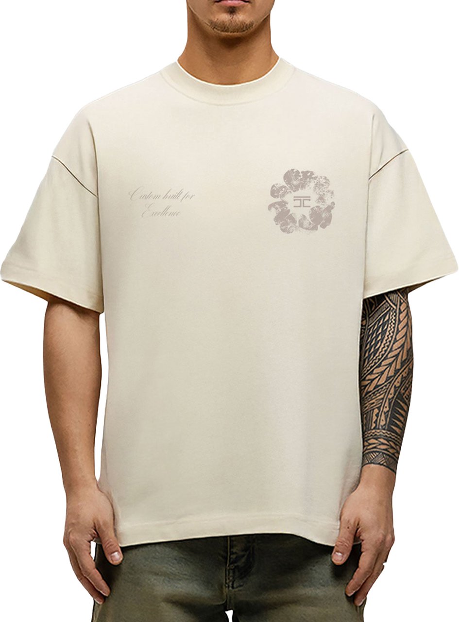 JORCUSTOM Flowers Loose Fit T-Shirt Wit