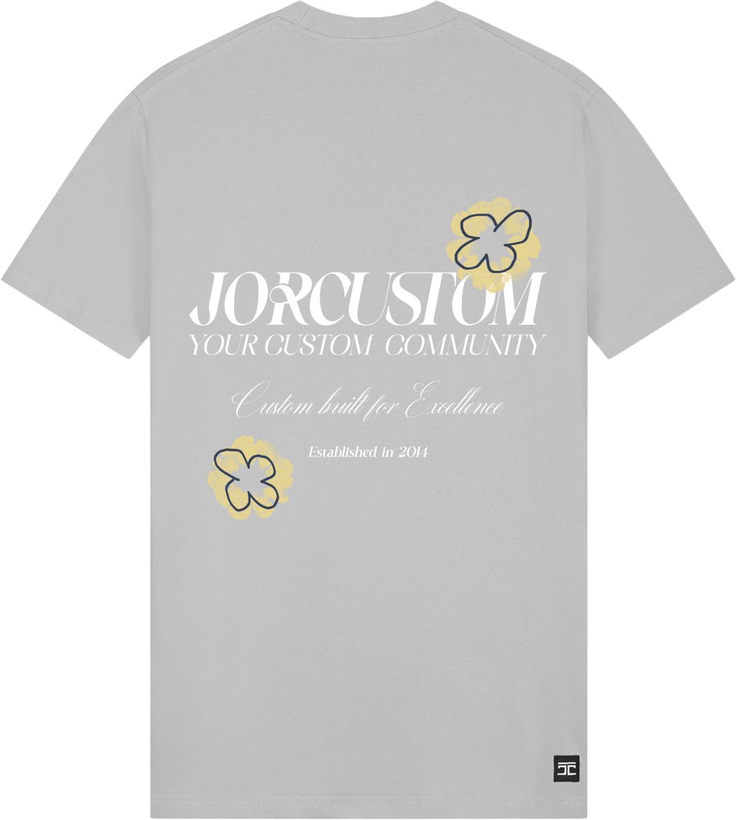 JORCUSTOM Flowers Slim Fit T-Shirt lightgrey Grijs