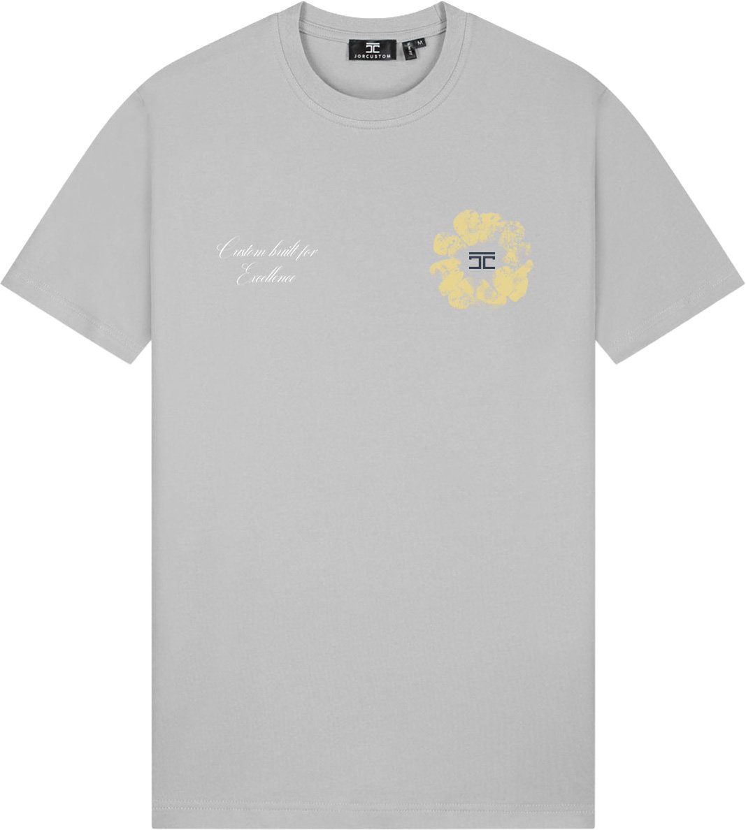 JORCUSTOM Flowers Slim Fit T-Shirt lightgrey Grijs