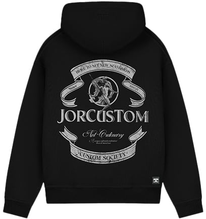 Jorcustom Ribbon Fleece Oversized Hoodie Zwart