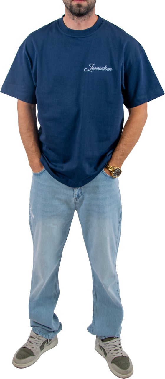 Jorcustom Stitched Loose Fit T-Shirt Blauw