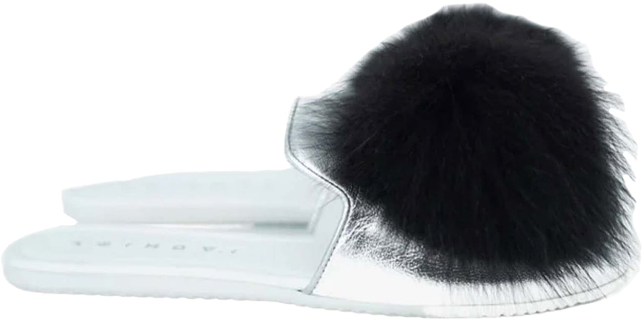 Joshua Sanders Joshua Sanders Leather And Fur Mules Zilver