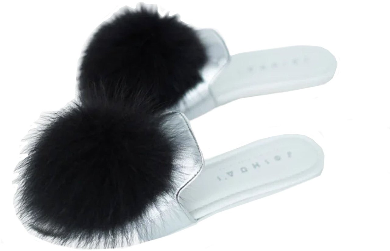 Joshua Sanders Joshua Sanders Leather And Fur Mules Zilver