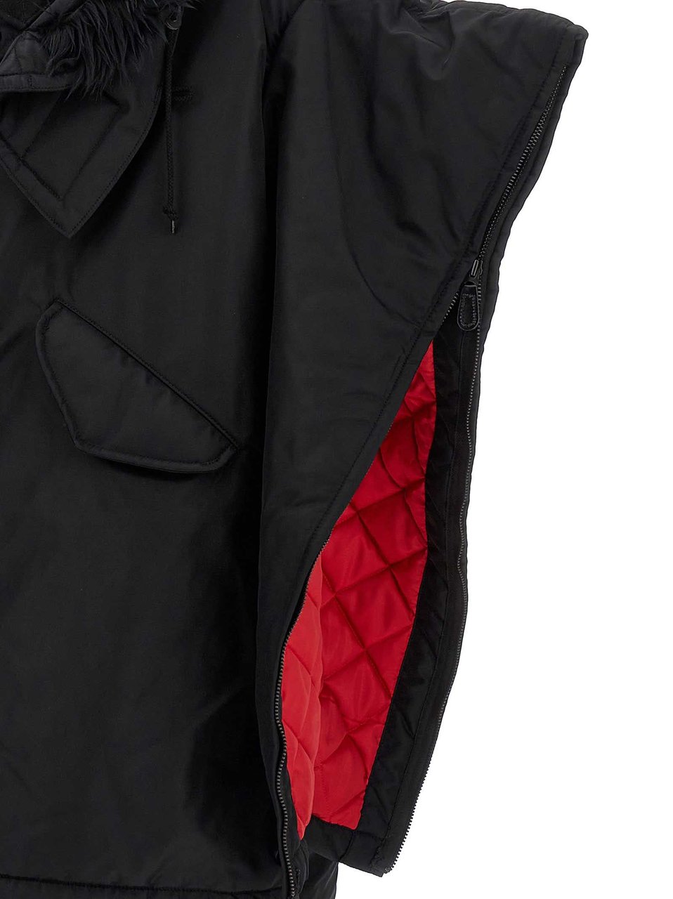 Junya Watanabe Black Nylon Full-Length Jacket Zwart