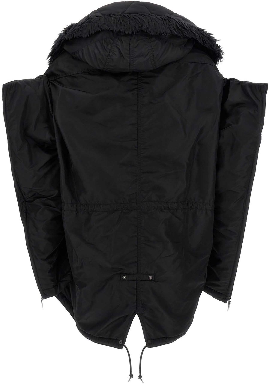 Junya Watanabe Black Nylon Full-Length Jacket Zwart