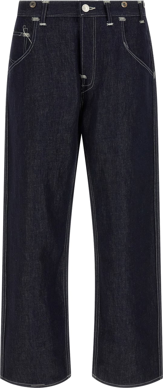Junya Watanabe Blue Cotton Straight-Leg Jeans Blauw