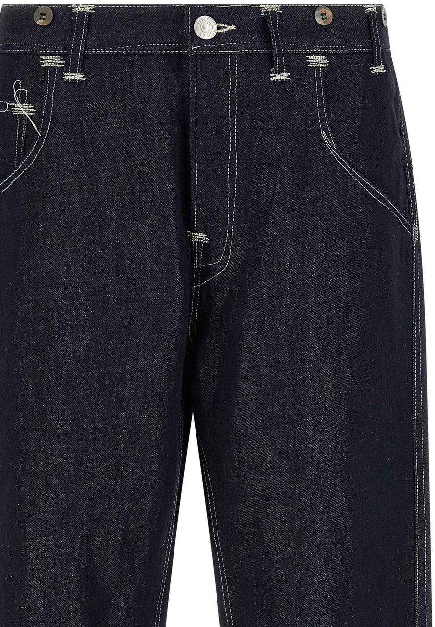 Junya Watanabe Blue Cotton Straight-Leg Jeans Blauw