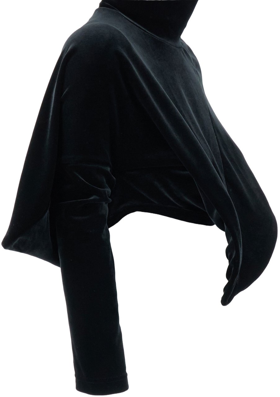Junya Watanabe Asymmetric Structured Top With High Neckline Zwart
