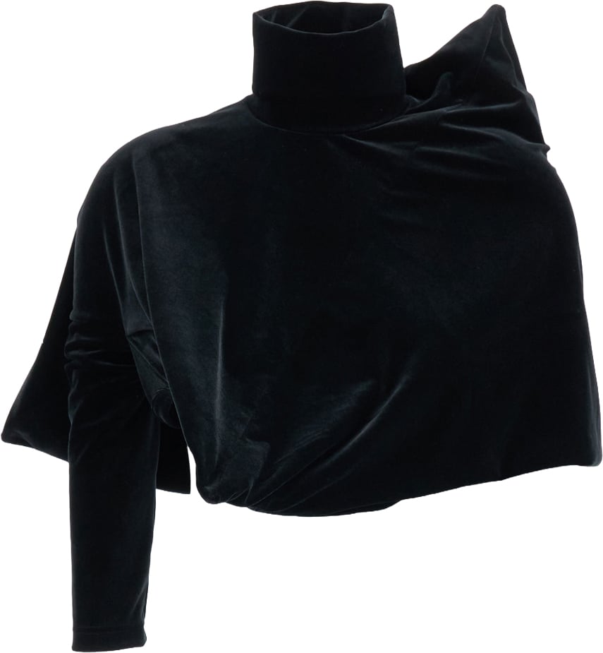 Junya Watanabe Asymmetric Structured Top With High Neckline Zwart