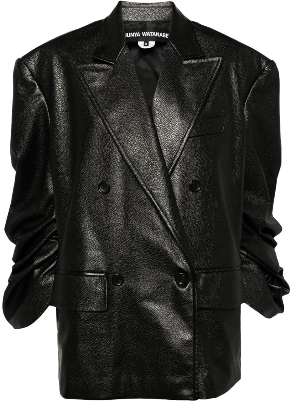 Junya Watanabe Oversized Faux Leather Jacket Black Zwart