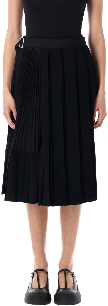 Junya Watanabe Midi Pleated Asymmetric Skirt Nero Zwart