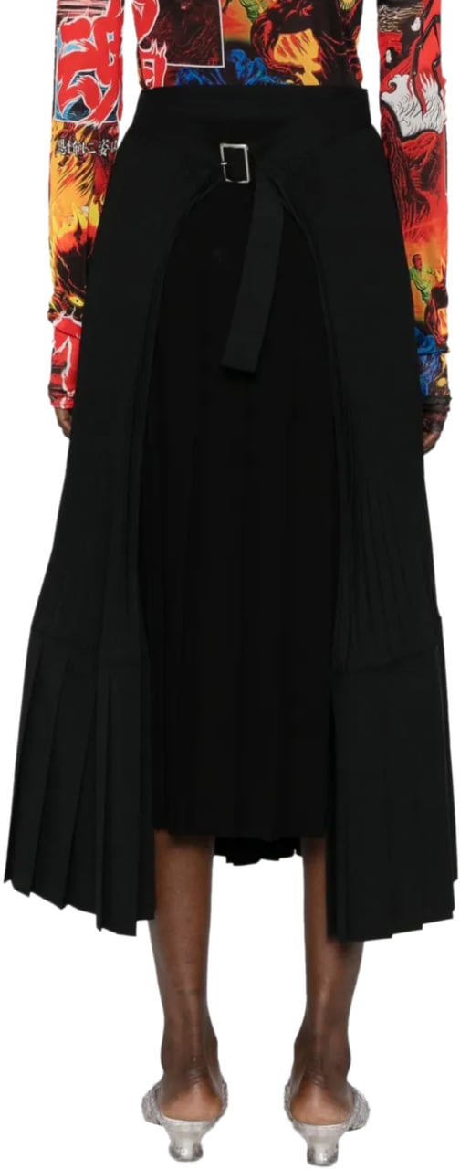 Junya Watanabe Pleated Belted Skirt Black Zwart