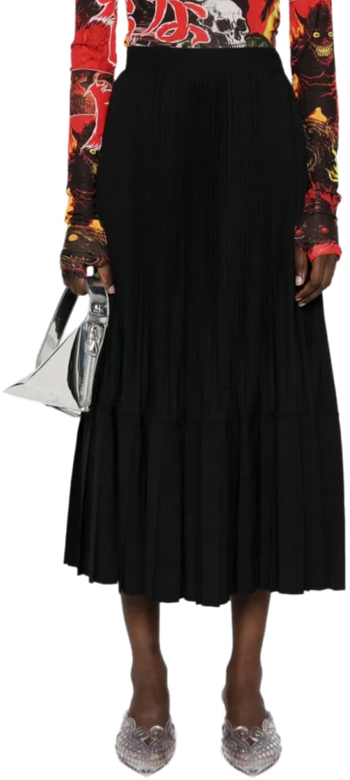 Junya Watanabe Pleated Belted Skirt Black Zwart