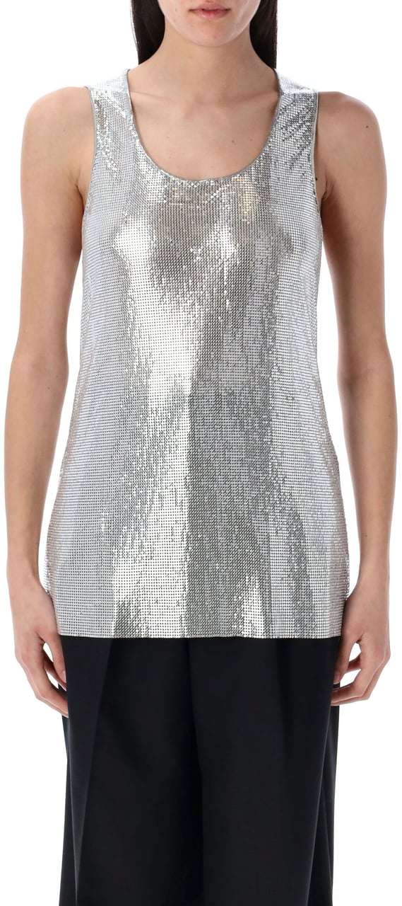 Junya Watanabe Tank Top Metallic Mesh Argento Zilver