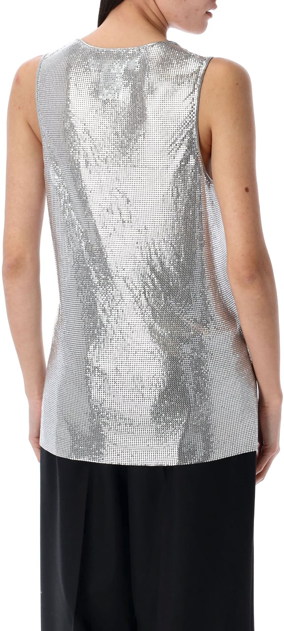 Junya Watanabe Tank Top Metallic Mesh Argento Zilver