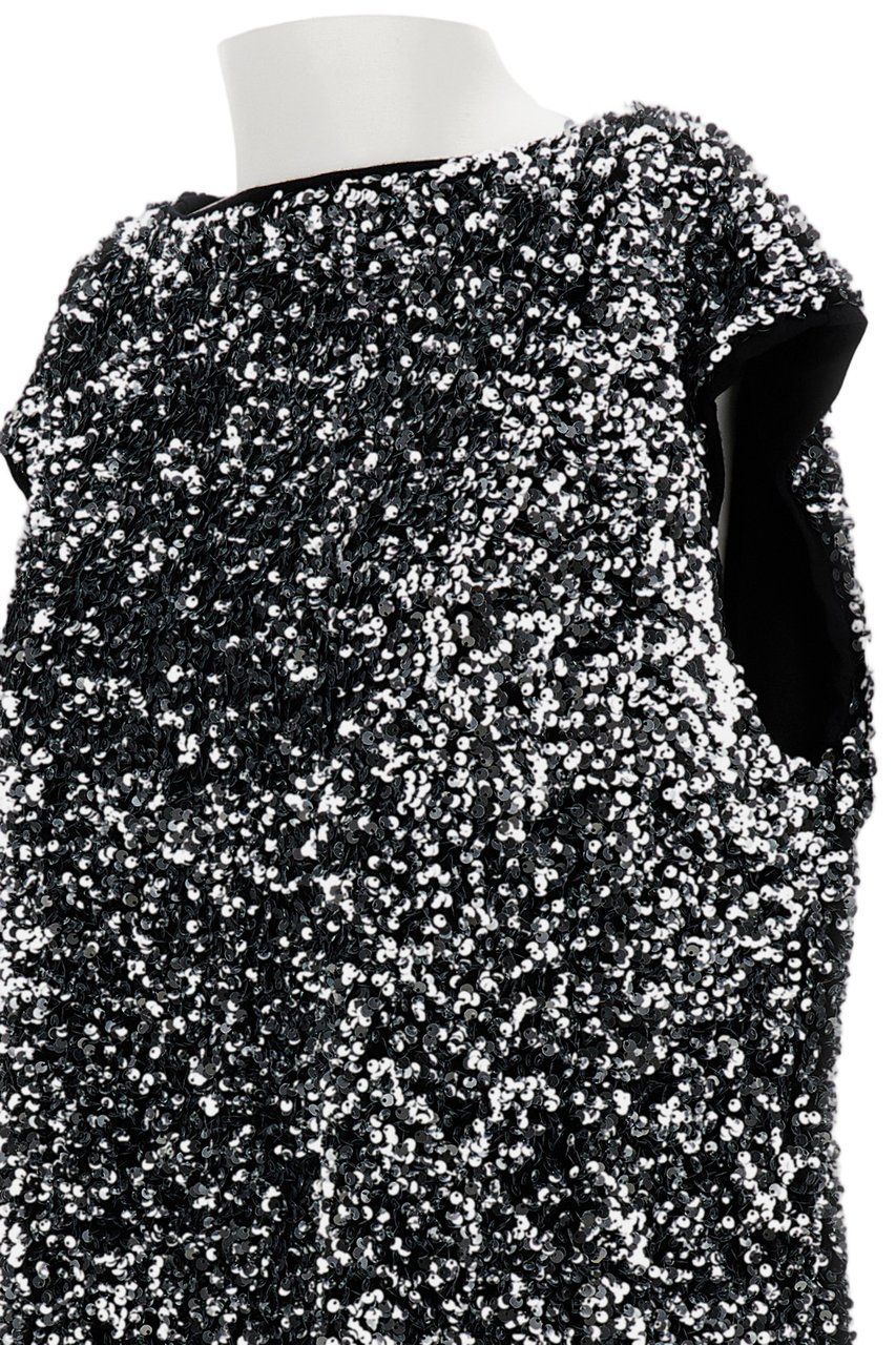Junya Watanabe Oversized Sleeveless Top With Silver Sequin Detail Zwart