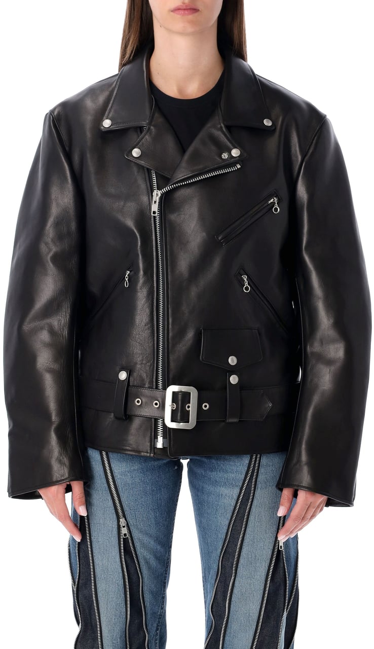 Junya Watanabe Leather Biker Nero Zwart