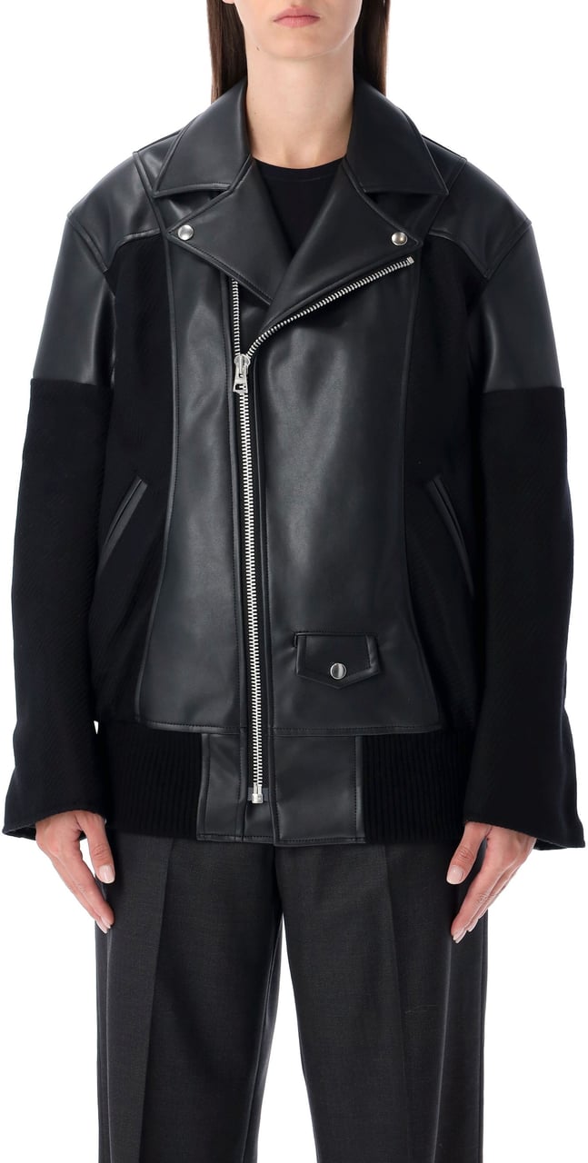 Junya Watanabe Bomber Wool + Eco Leather Nero Zwart